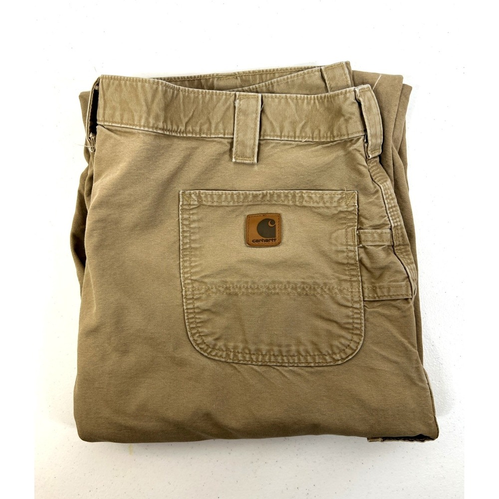 Carhartt Men's Cargo Tan Original Dungaree Fit Workwear Rugged Pant Size 44 X 32